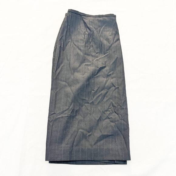 Lafayette 148 Wool Silk Gray Pinstripe Pencil Wool Silk Patterned Skirt Size 16 - Picture 5 of 5